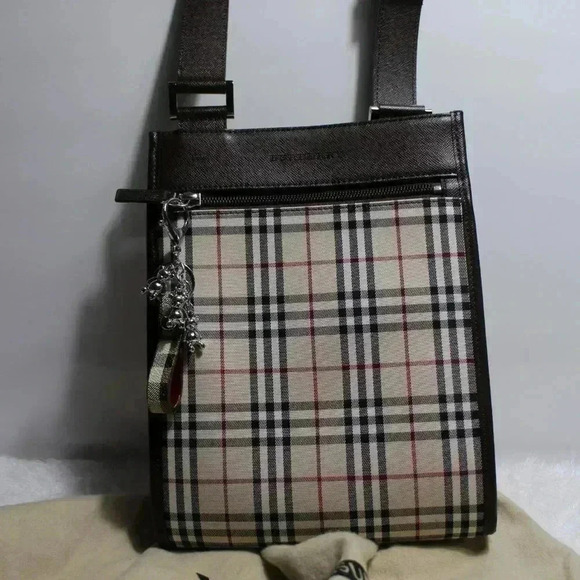 Brown Burberry House Check Canvas Crossbody Bag - Picture 1 of 16